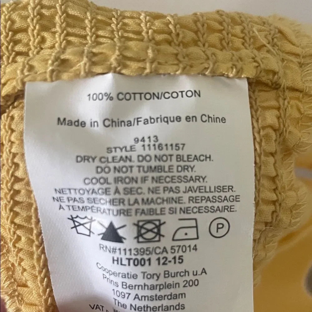 Tory Burch Yellow Smocked Blouse